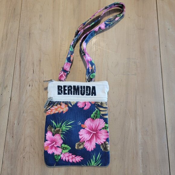 Lucky 7 Crossbody Bag Bermuda Vacation Zipper Adjustable Straps Flowers Floral‎ - Picture 1 of 7